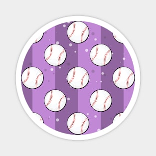 Baseball Balls - Seamless Pattern on Purple Field Background Magnet